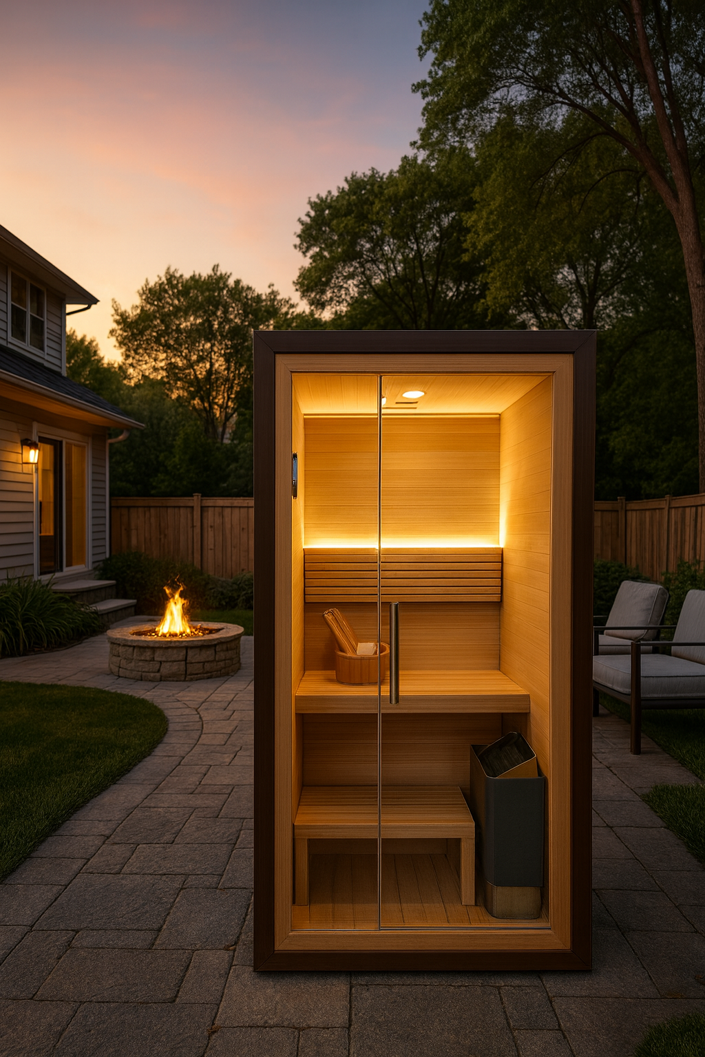 Rok Wellness 2-Person Compact Outdoor Sauna (Hemlock)