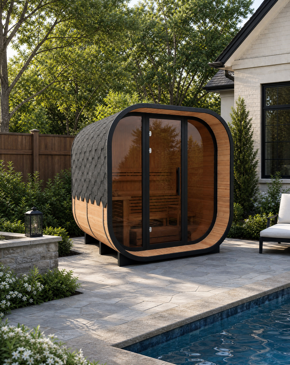RÖK The Cube — 4–6 Person Outdoor Cube Sauna w/ Harvia Heater